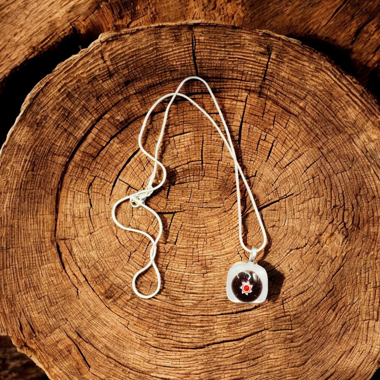 Glass Fused Necklace - Black and White