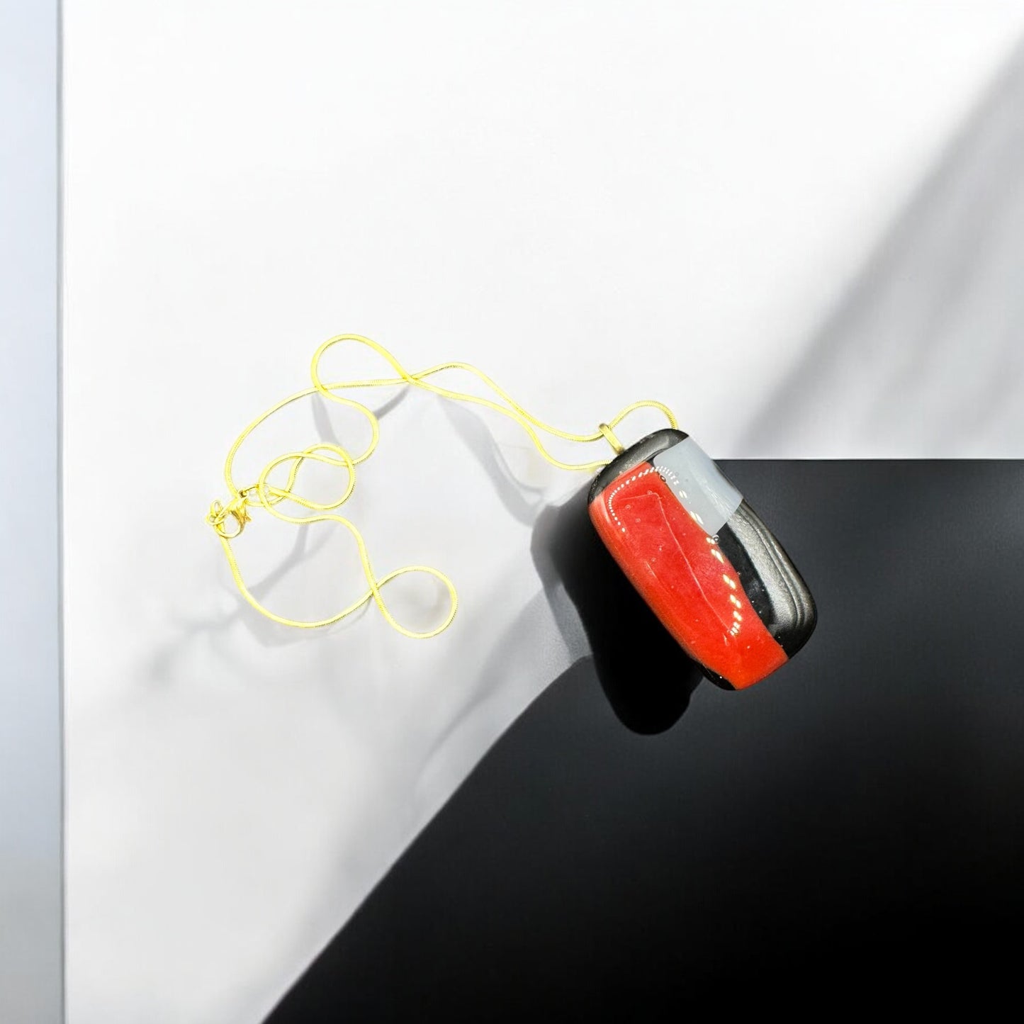 Glass Fused Necklace - Bold Red and Black