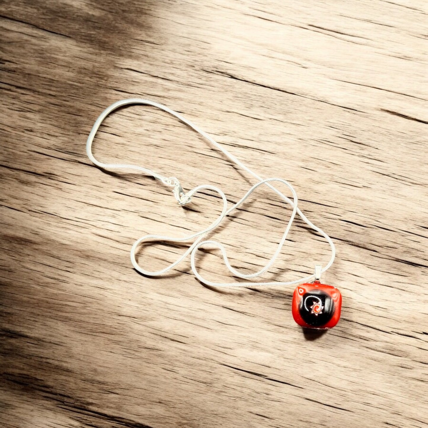 Glass Fused Necklace - Black and Red